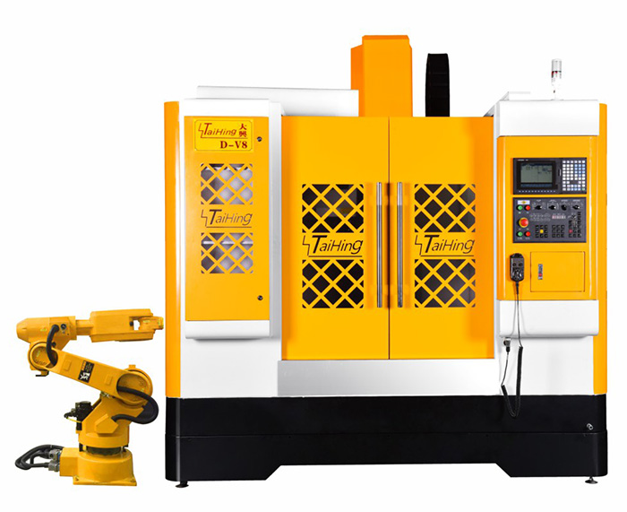 线轨机D-V8（三菱系统）—CNC850三轴线轨机(高速高精密零件立式加工中心机） （带油雾得理器） 主轴转速达18000转 ，带机械手